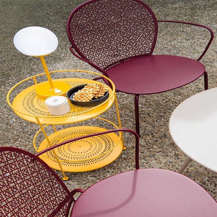 SIDE TABLE WITH PERFORATED DOUBLE TOP