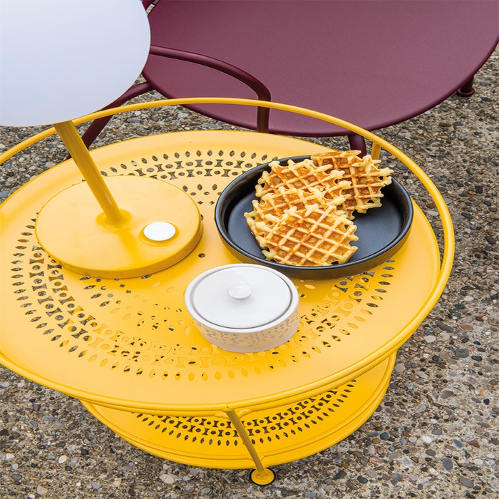 SIDE TABLE WITH PERFORATED DOUBLE TOP