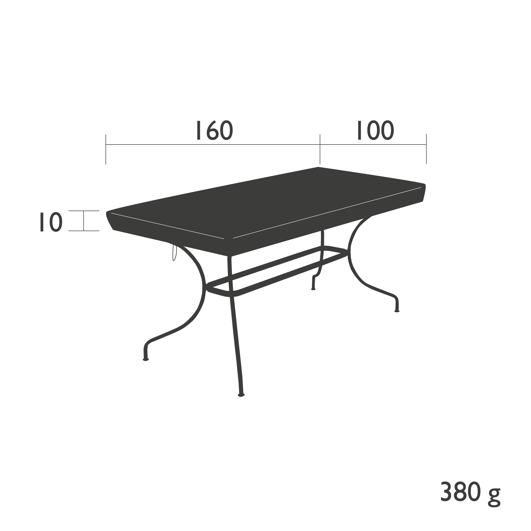 Perel housse pour table de jardin 225x105x75 cm gris