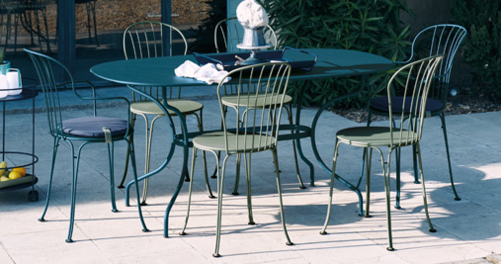 chaise metal, table de jardin, mobilier de jardin metal
