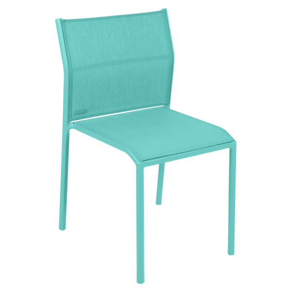 chaise de jardin, chaise en métal et toile bleu lagune