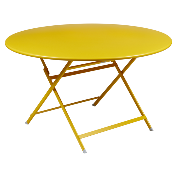 table de jardin pliante, table metal ronde, table metal 7 personnes, table de jardin jaune, table metal jaune