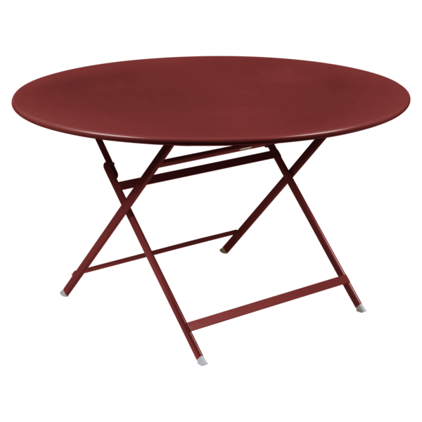 table de jardin pliante, table metal ronde, table metal 7 personnes, table de jardin rouge, table metal rouge