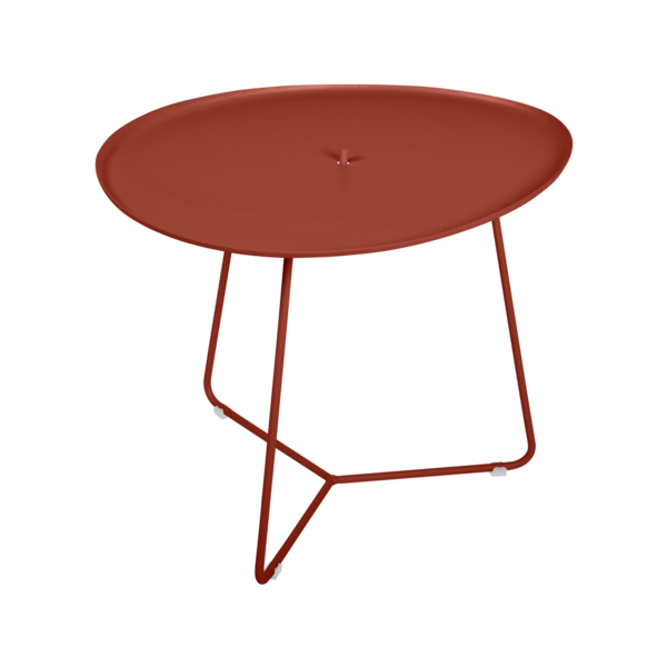 Table basse cocotte ocre rouge