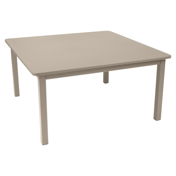 table metal, table de jardin, table carree, table beige, table 8 personnes
