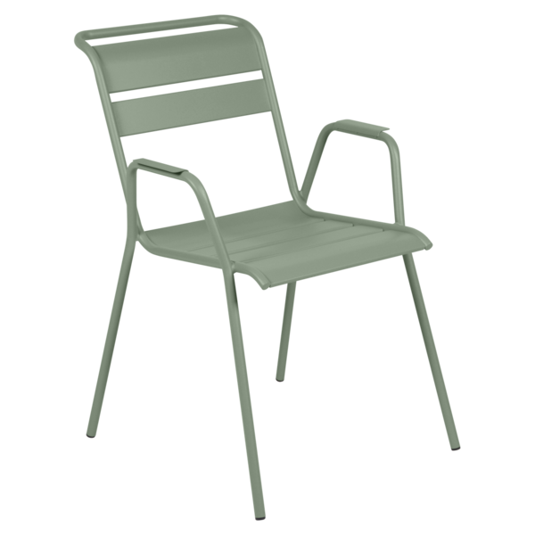 chaise metal, chaise fermob, chaise monceau, fauteuil repas metal, chaise verte