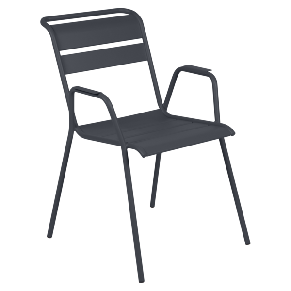 chaise metal, chaise fermob, chaise monceau, fauteuil repas metal, chaise noir