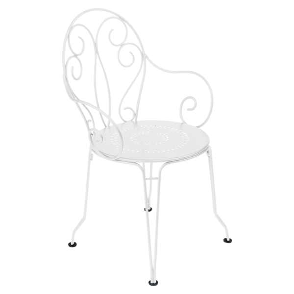 chaise metal, chaise de jardin, chaise a volute, chaise blanche