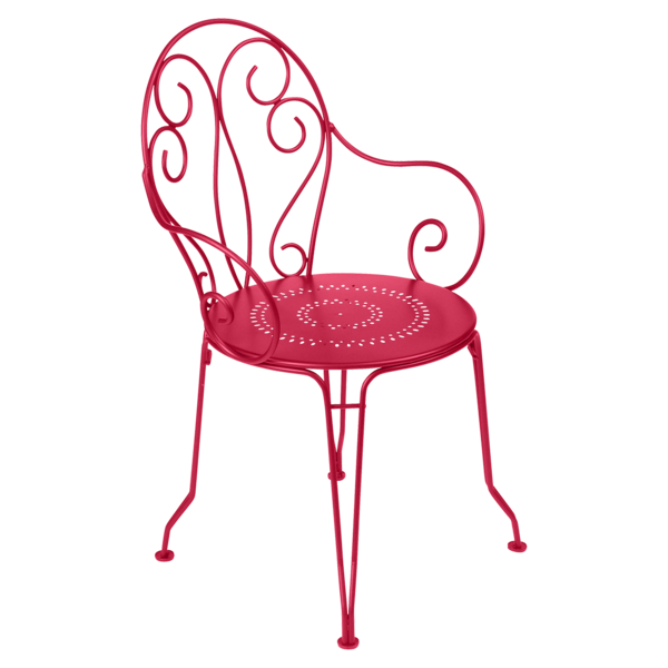 chaise metal, chaise de jardin, chaise a volute, chaise rose