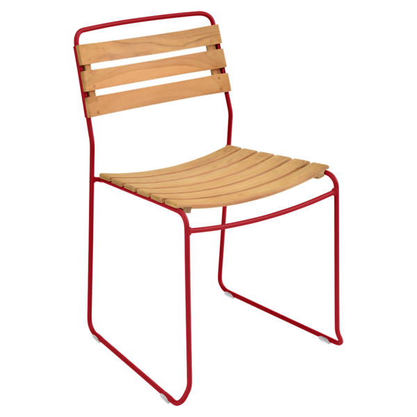 chaise surprising, chaise fermob, chaise bois et metal, chaise de jardin, chaise design, chaise bois et rouge, guggenbichler