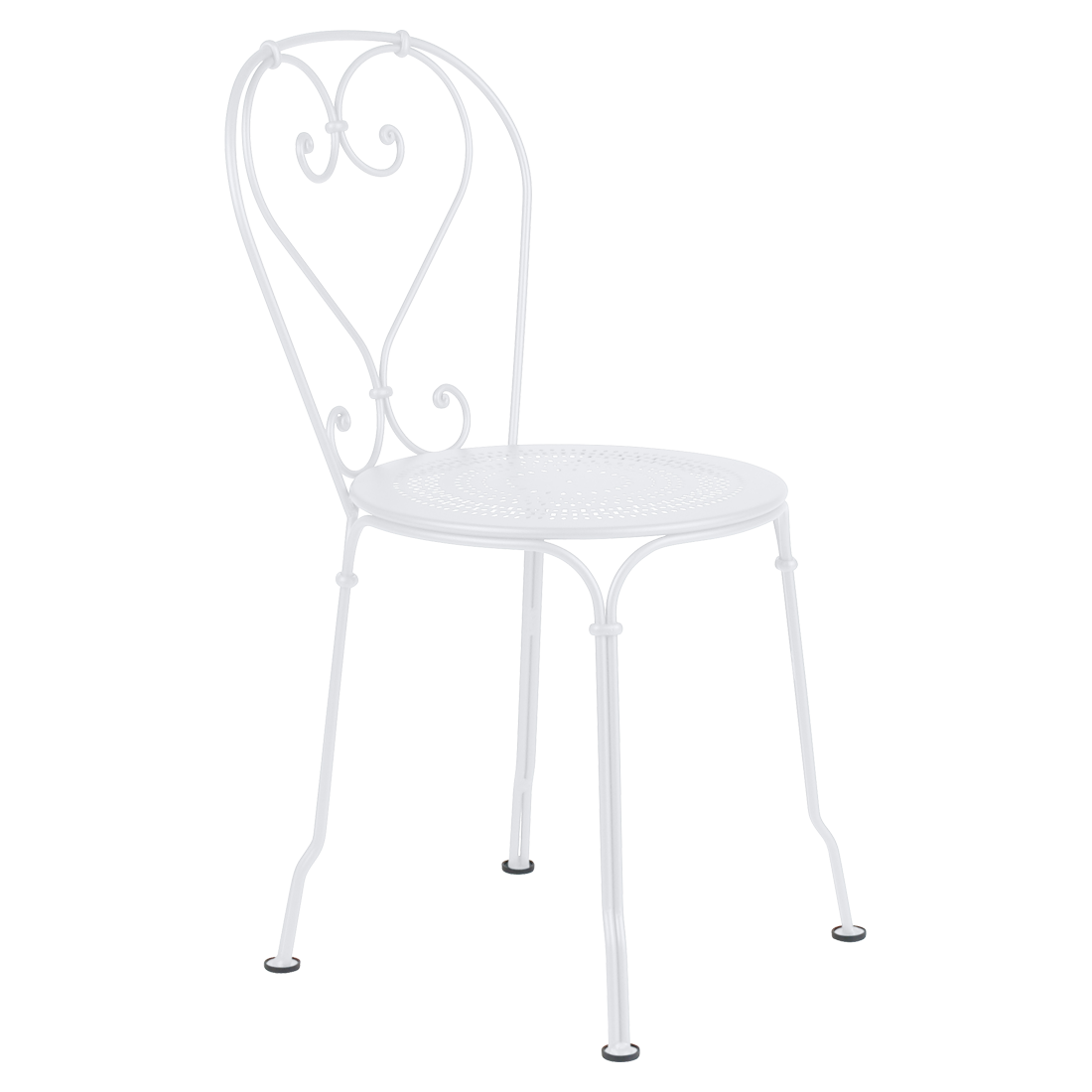 chaise metal, chaise a volute, chaise blanche