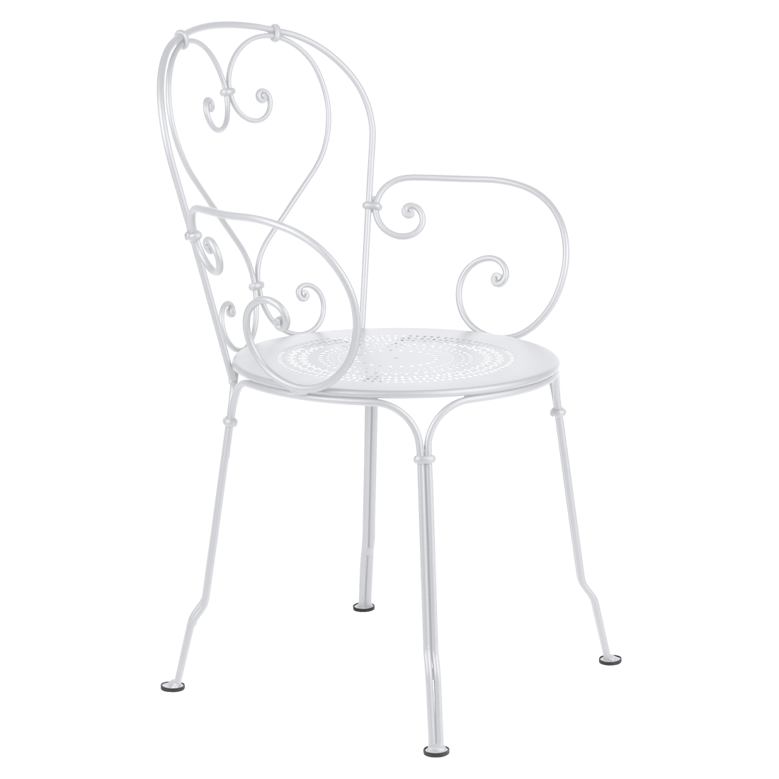chaise metal, chaise de jardin, chaise a volute, chaise blanche