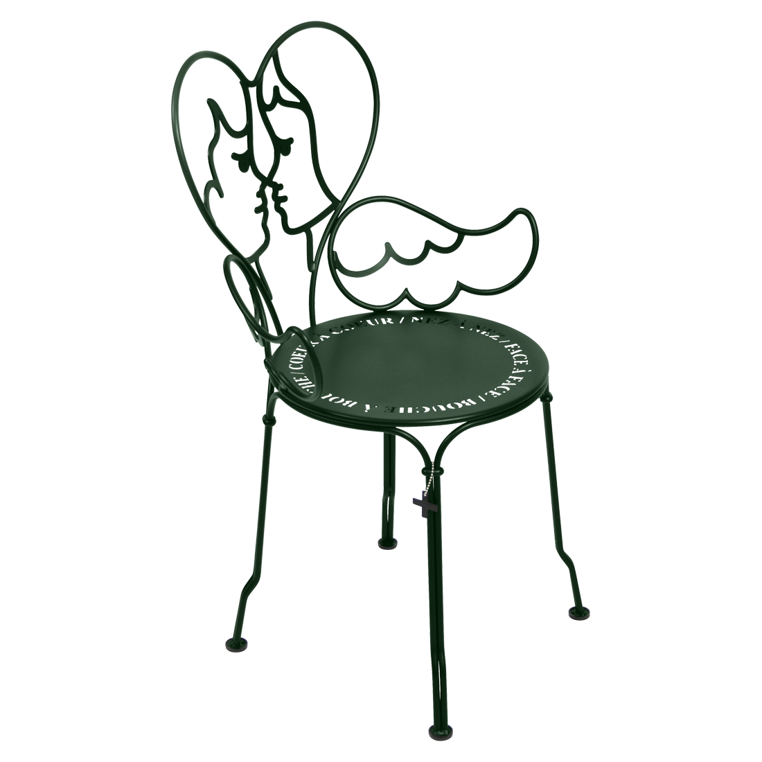 chaise ange vert, chaise castelbajac, chaise design, chaise romantique, chaise coeur, chaise metal design