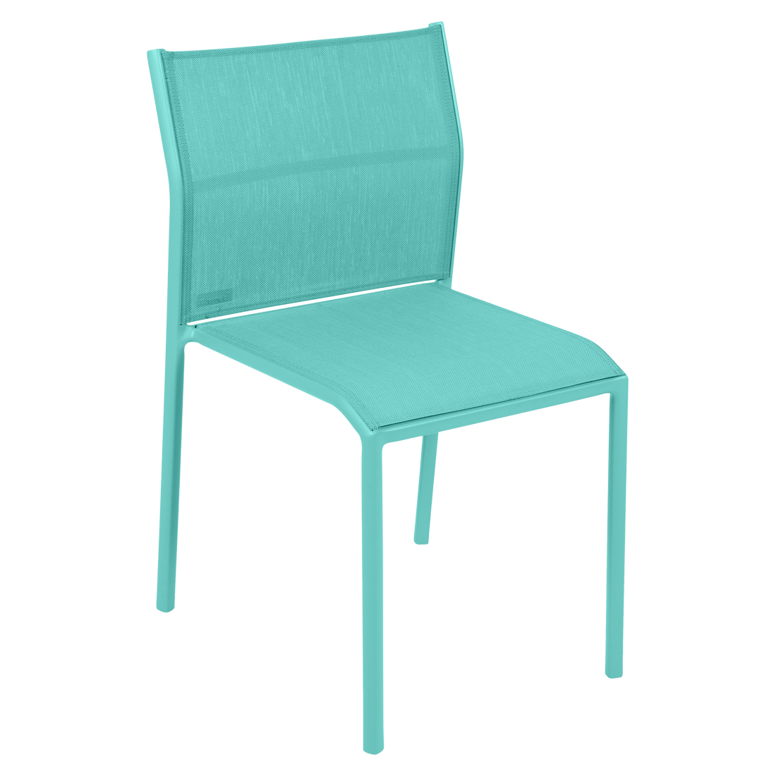chaise de jardin, chaise en métal et toile bleu lagune
