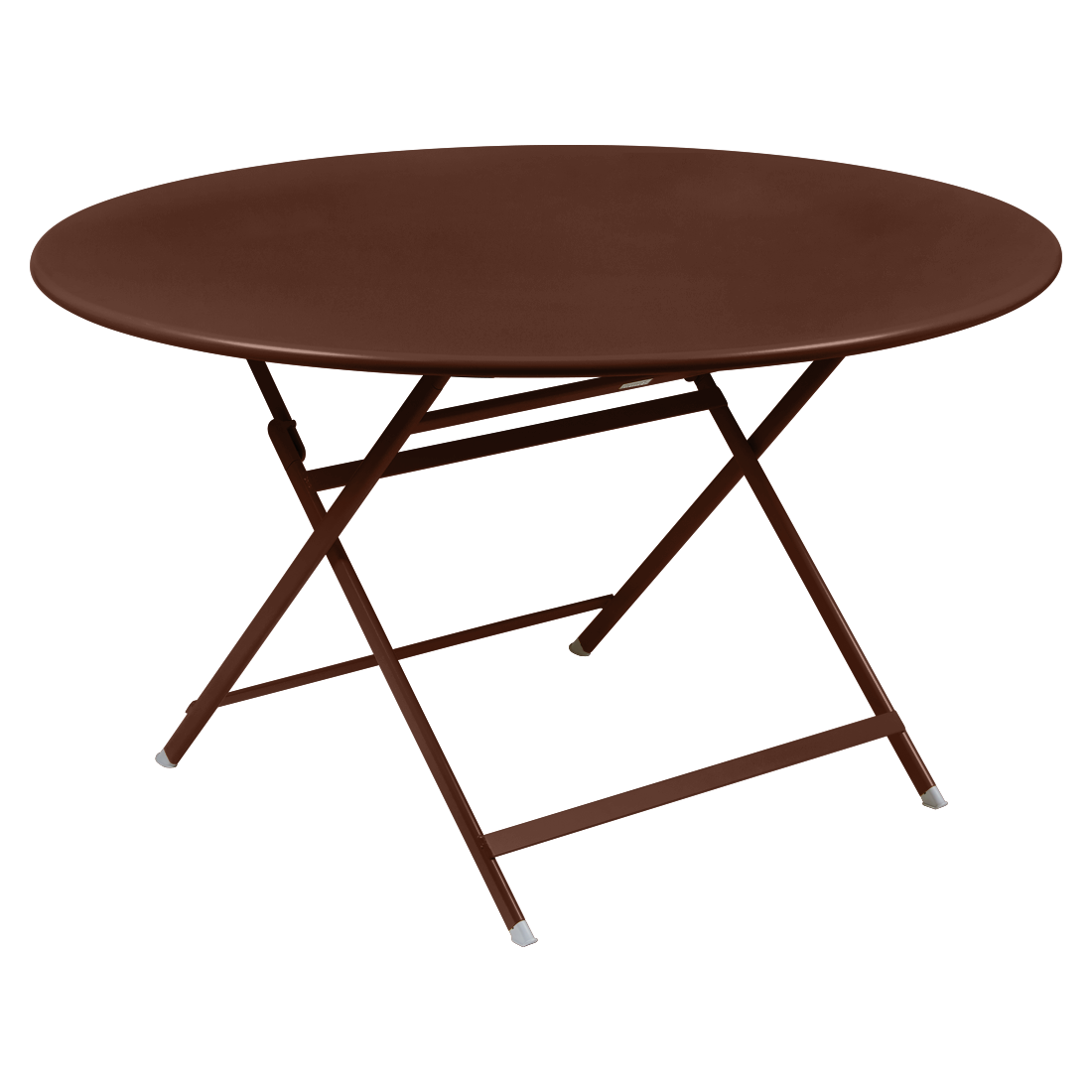 table de jardin pliante, table metal ronde, table metal 7 personnes, table de jardin marron, table metal marron