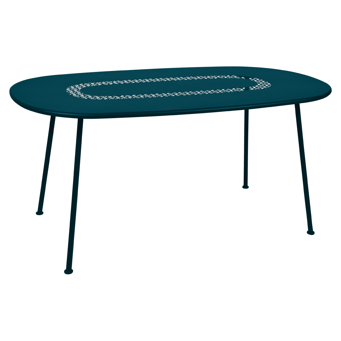 Table Ovale lorette bleu acapulco, table de jardin, table lorette fermob, table metal, table bleu