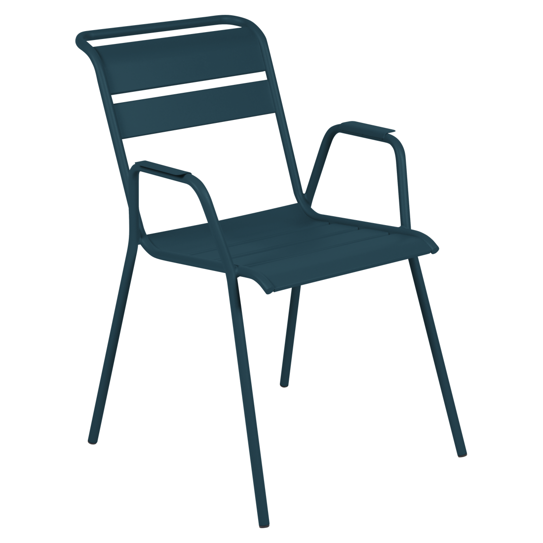 chaise metal, chaise fermob, chaise monceau, fauteuil repas metal, chaise bleu