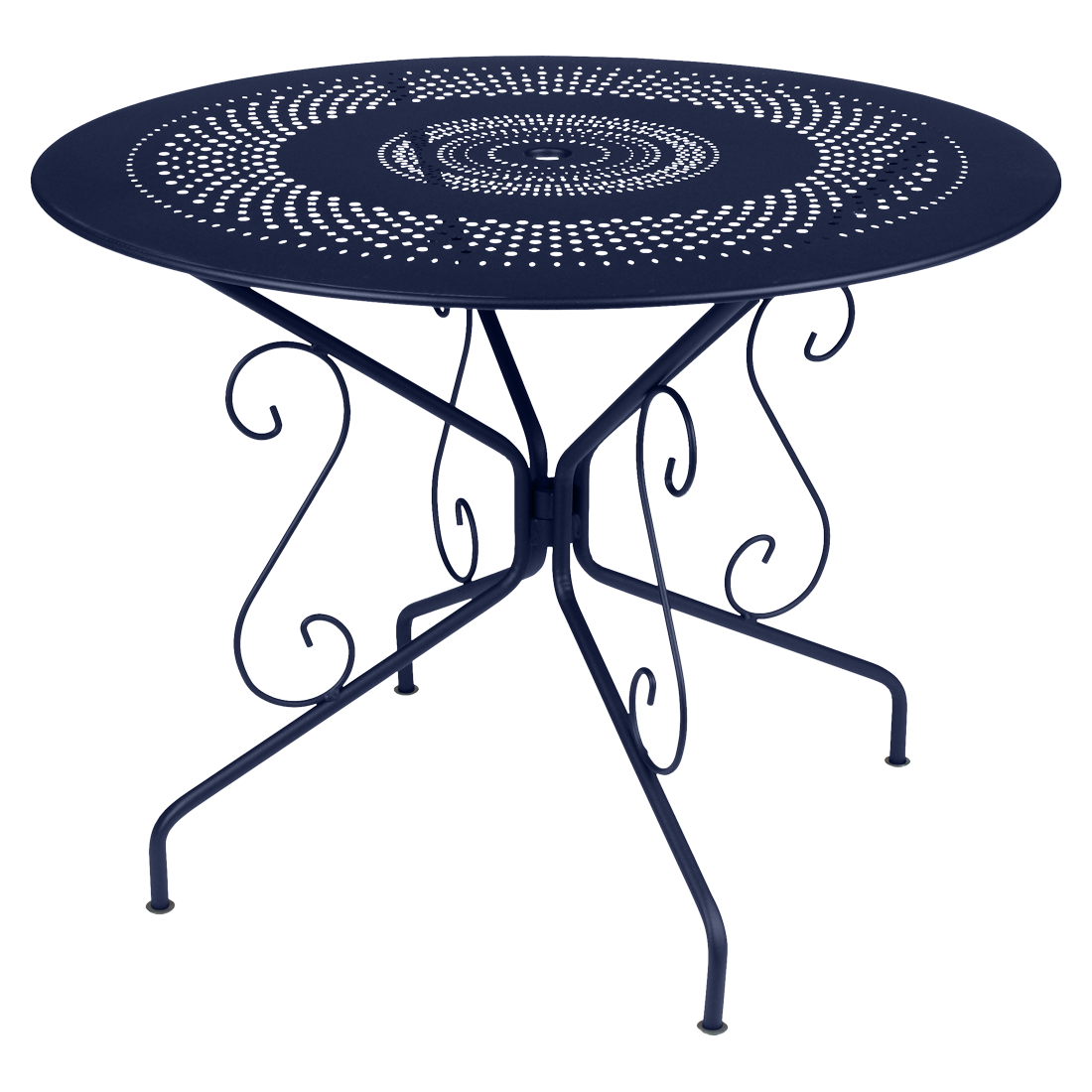 table de jardin, table metal, table ronde metal, table ronde bleu
