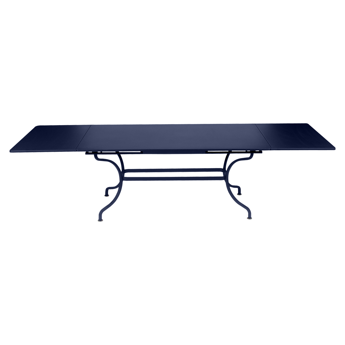 table de jardin a allonge, table metal rallonge, grande table rectangulaire, grande table bleu