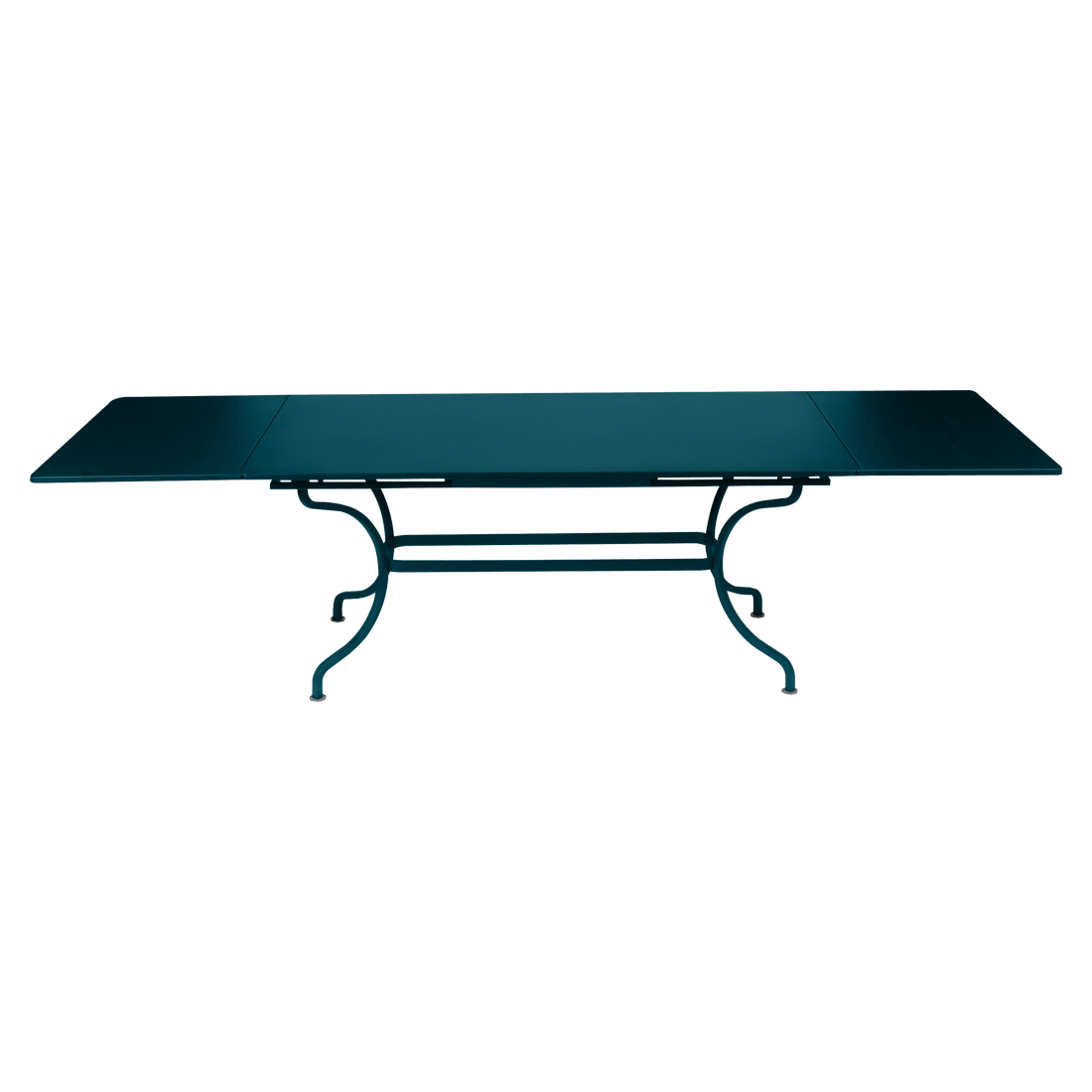 Table à allonges 200/300 x 100 cm romane bleu acapulco