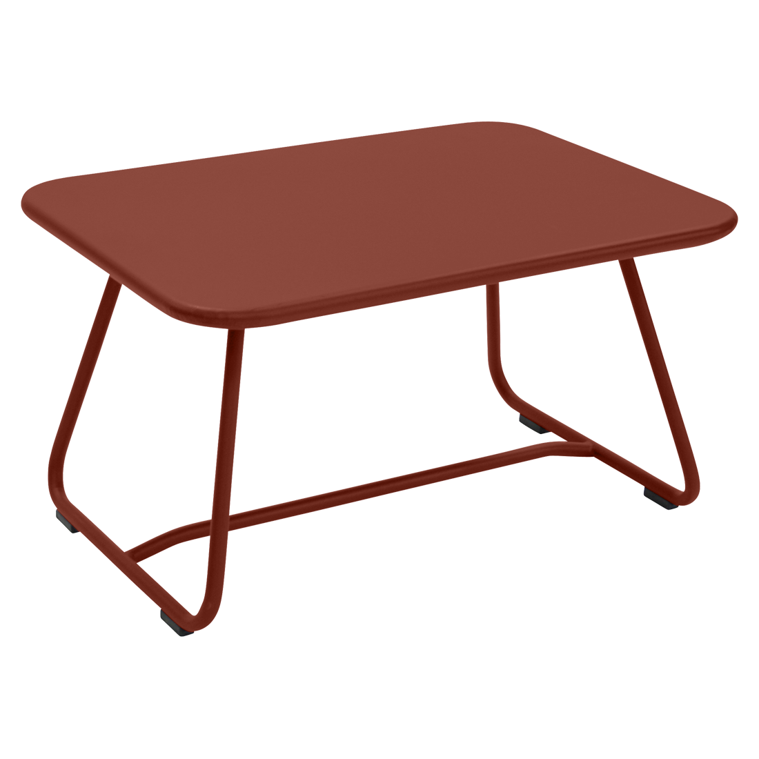 Table basse sixties ocre rouge