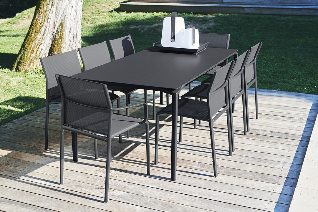 table de jardin, table metal, table fermob, table de jardin rectangulaire, chaise fermob, chaise de jardin, chaise en toile